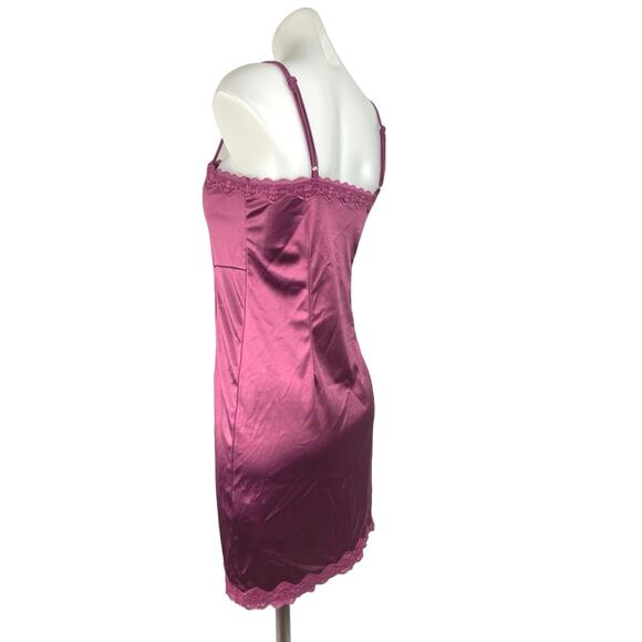 Cotton On Purple Lace Spaghetti Silk Satin Sleeveless Mini Cami Slip Dress Sz S - Picture 3 of 6